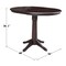 International Concepts Round 36 in Rd Top Pedestal Table, 12 in Leaf, 34.9 inH, Adjustable Height, Rich Mocha, 36 W, 48 L K15-36RXT-27B-6B - alternate 2